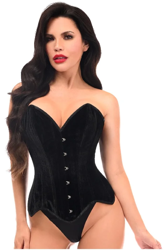 evening wear women bustiers and corsetsTop Drawer Black Velvet Steel Boned Overbust Corset