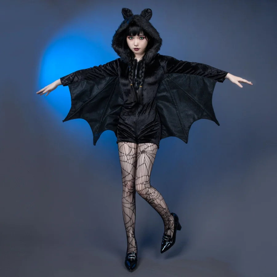 Vampire Bat Black Evil Horror Hooded Halloween Cosplay Costumes mp006082