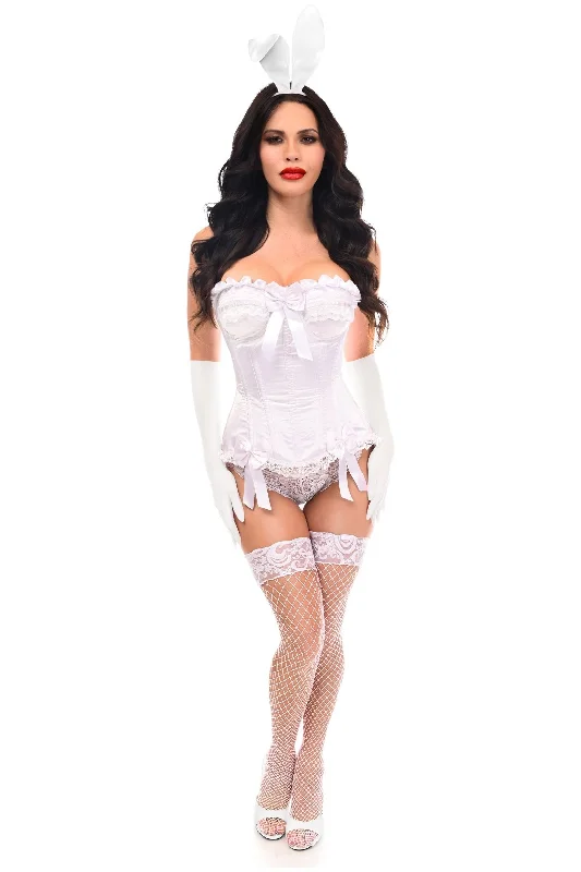 modern women bustiers and corsets trendsTop Drawer 4 PC White Burlesque Bunny Corset Costume