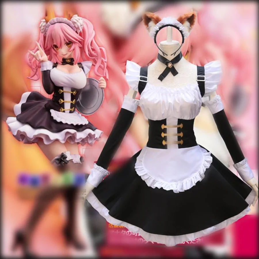 Fate Grand Order Tamamo No Mae Costumes Cosplay  Lolita Maid Dress for Girls Waitress Costumes mp005983