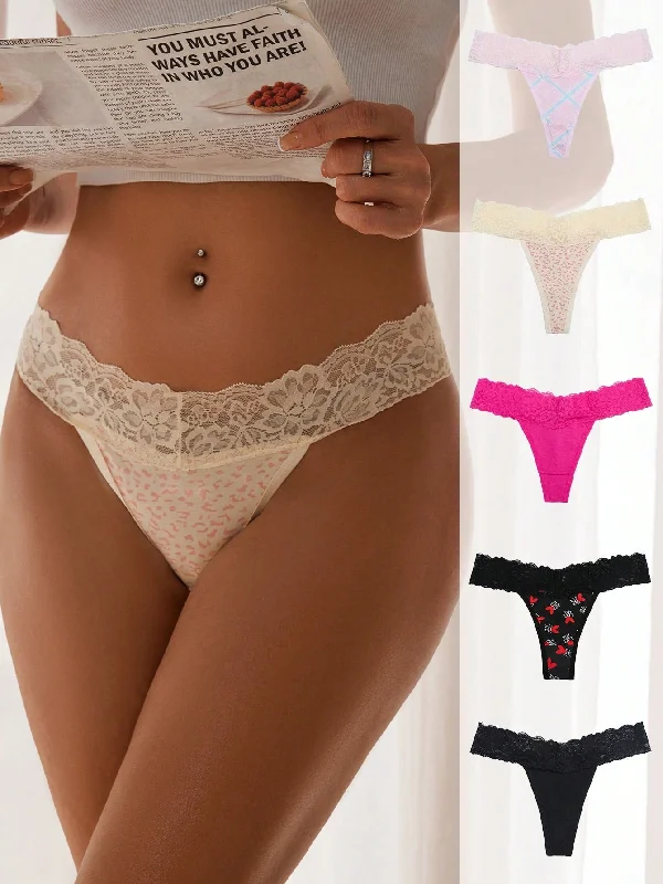 Women's Seamless Contrast Lace Panties Sexy Lingerie