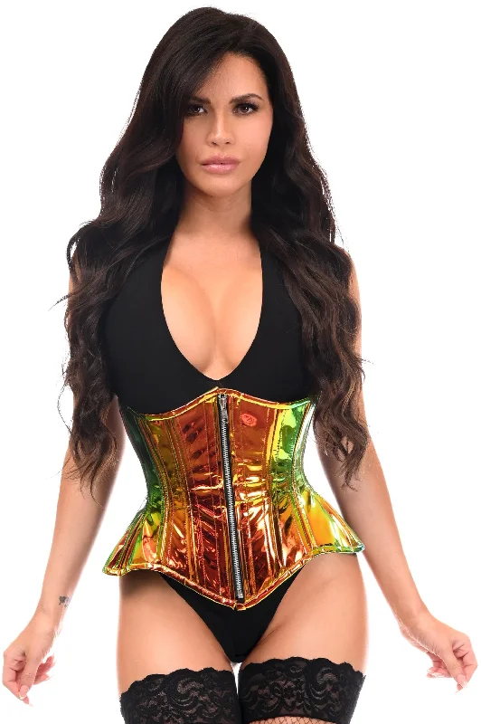 short women bustiers and corsetsTop Drawer Sunset Holo Double Steel Boned Underbust Waist Cincher Corset