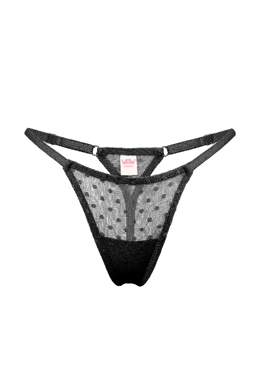 seamless convertible women thongs for versatile stylingMimi Black dots thongs
