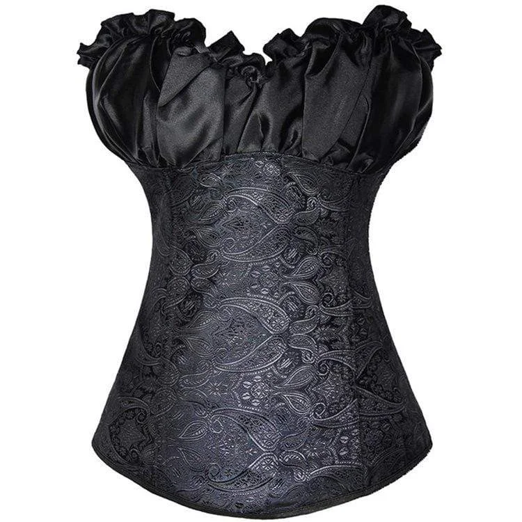 Women's Gothic Flabala Hem Satin Overbust Corsets