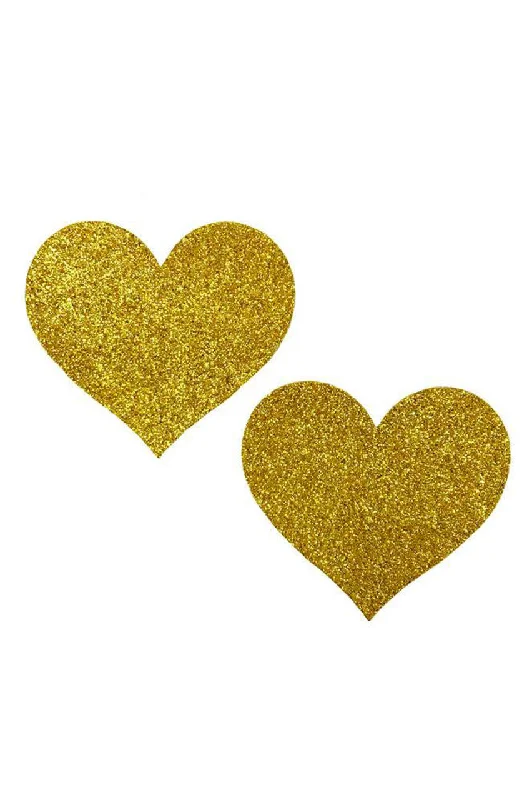 Women's High Waist Lingerie Bodysuits Gold Glitter Heart Pasties
