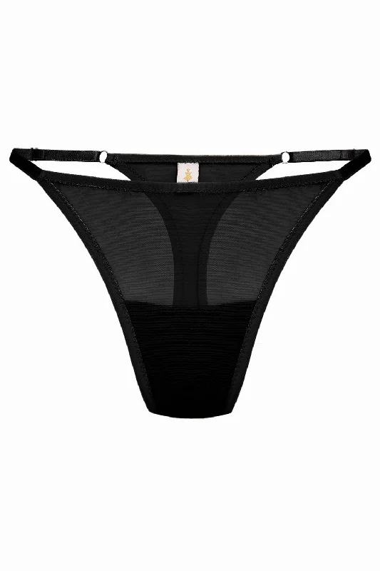 seamless high - cut women thongs for a seamless silhouetteWildly Black ultra thongs
