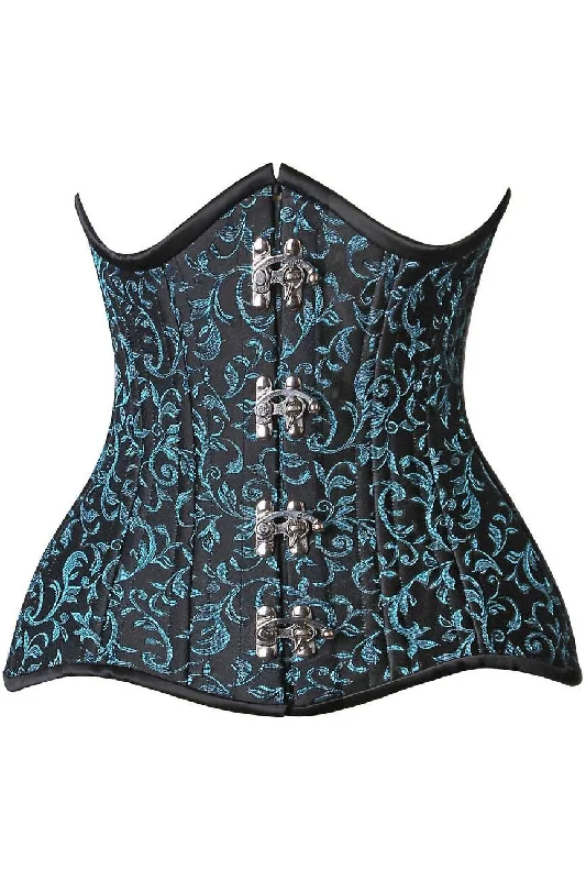 bridesmaid women bustiers and corsetsTop Drawer CURVY Teal Brocade Double Steel Boned Under Bust Corset