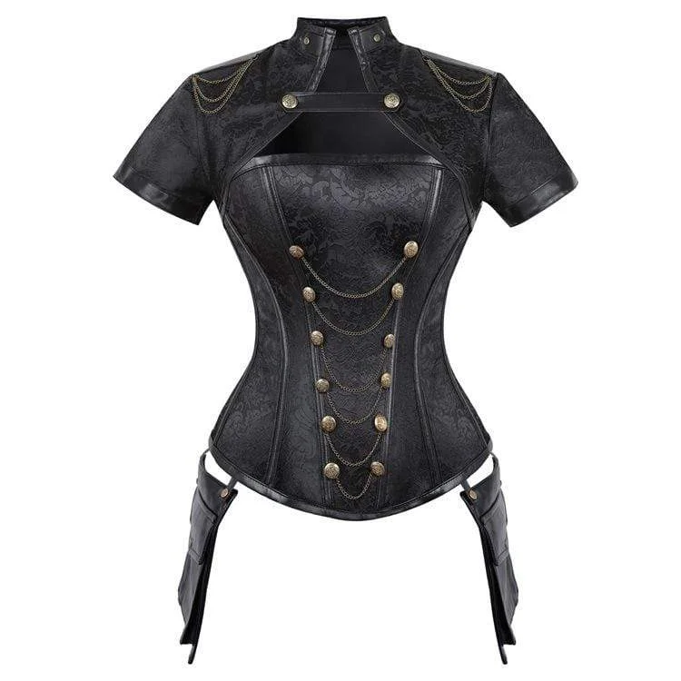 minimalist women bustiers and corsetsWomen's Gothic Floral Sleeved High Collar Overbust Corsets