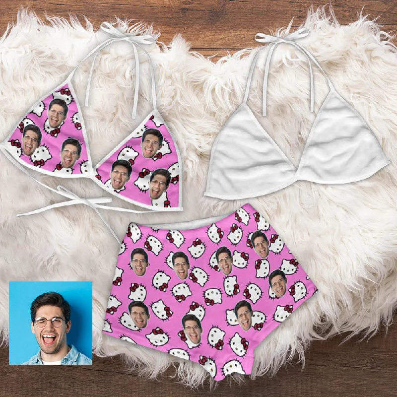 women's nightgowns with a V - neck designCustom Face Hello Kitty Flannel Pajama Set Women's Short Sleepwear Halter Triangle Bra & Shorts women's nightgowns with a V - neck designCustom Face Hello Kitty Flannel Pajama Set Women's Short Sleepwear Halter Triangle Bra & Shorts
