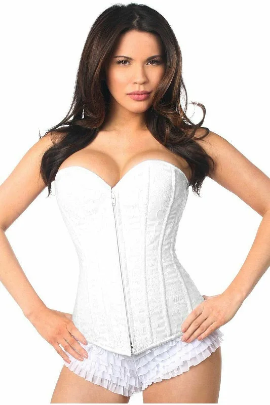 strapless women bustiers and corsets styleLavish White Lace Overbust Corset w/Zipper