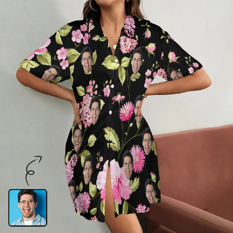 women's sleepshirts for a comfortable stay - at - home dayCustom Face Vegetation Black Satin Nightgown For Women Silk Nightshirt Button Down Pajamas Dress Boyfriend Sleepshirt S-3XL women's sleepshirts for a comfortable stay - at - home dayCustom Face Vegetation Black Satin Nightgown For Women Silk Nightshirt Button Down Pajamas Dress Boyfriend Sleepshirt S-3XL