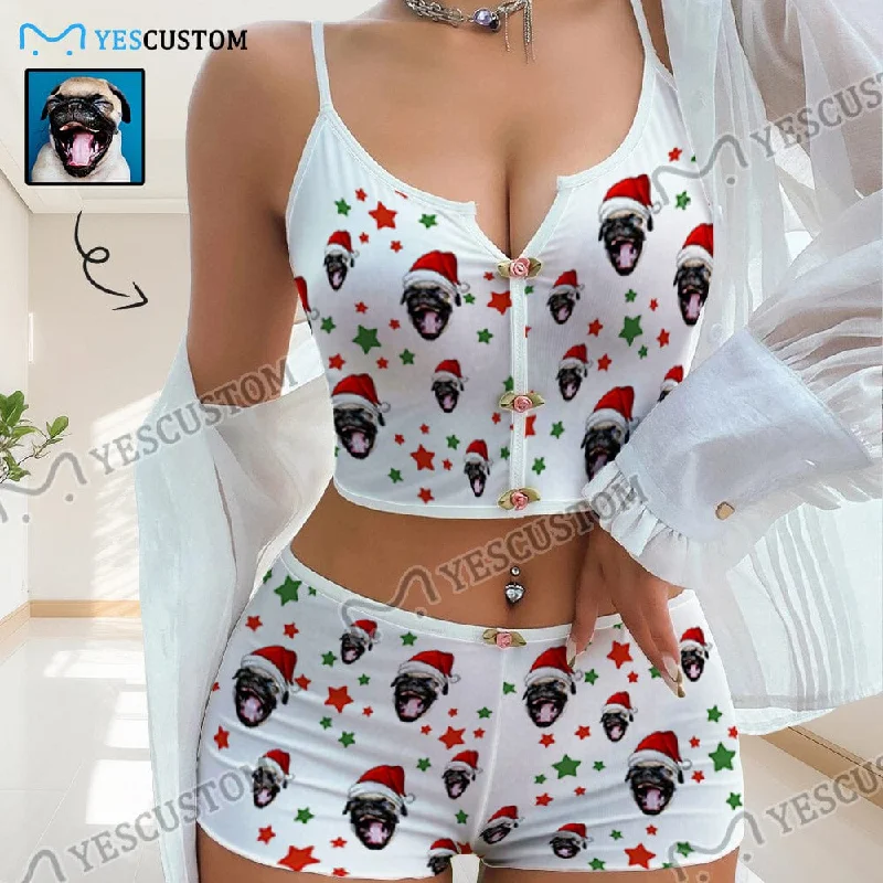 women's sleepshirts with a modern minimalist stylePhoto Custom Pet Dog Christmas Red Hat Sleepwear Appliques Notched Neckline Lingerie Set Pajamas Bachelorette party women's sleepshirts with a modern minimalist stylePhoto Custom Pet Dog Christmas Red Hat Sleepwear Appliques Notched Neckline Lingerie Set Pajamas Bachelorette party