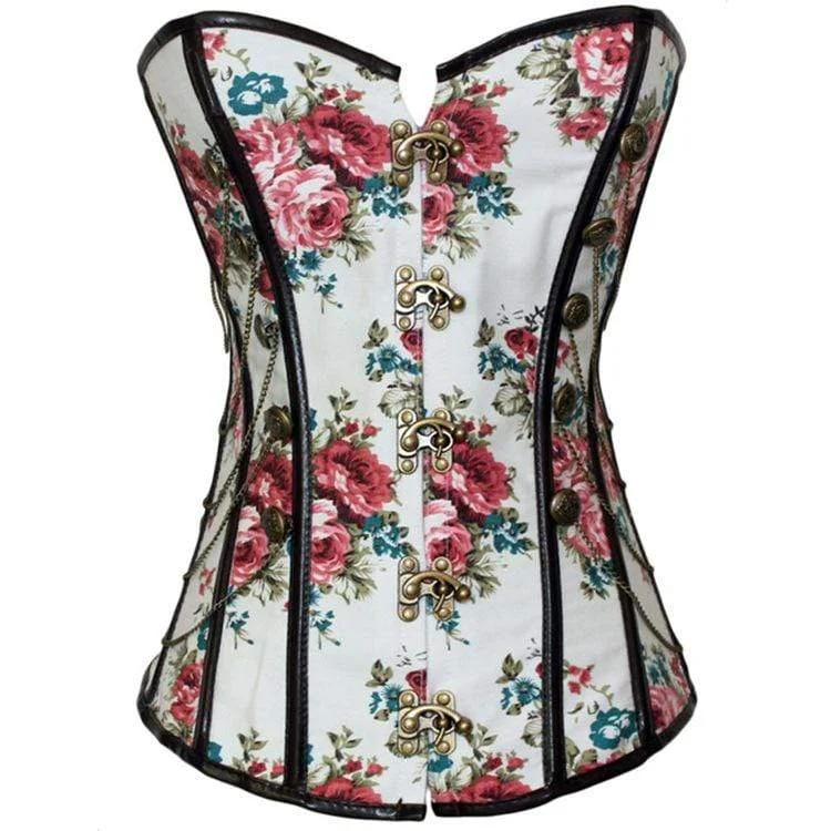 Women's Vintage Floral Multi-chain Overbust Corsets