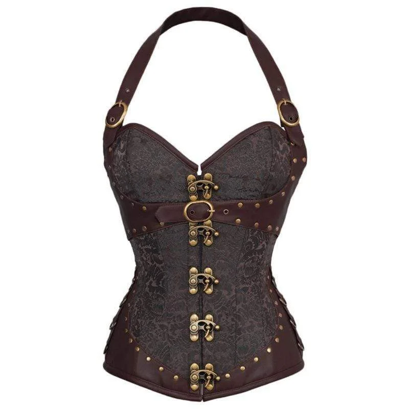 zip front women bustiers and corsets designWomen's Gothic Floral Halter Top Corsets With T-back