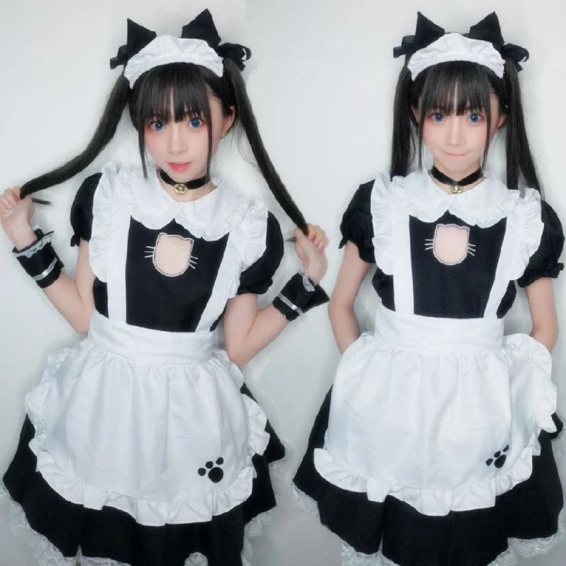 Sexy Bust Open Kitty Ruffle Lace Maid Dress Cosplay Costume J40735