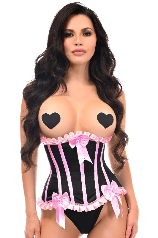 minimalist women bustiers and corsetsTop Drawer Black/Pink Steel Boned Burlesque Underbust Corset Waist Cincher