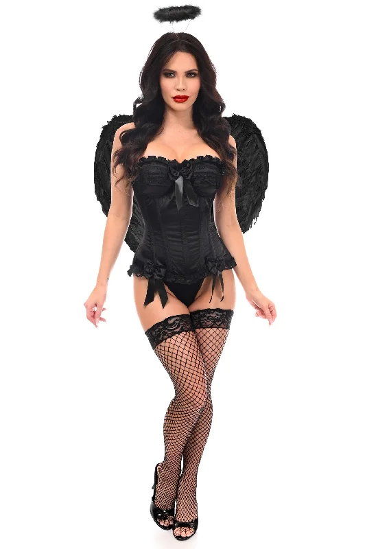 mesh women bustiers and corsetsTop Drawer 3 PC Black Burlesque Dark Angel Corset Costume