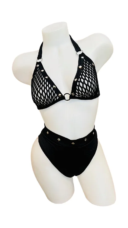 Fishnet Studded Bikini Set