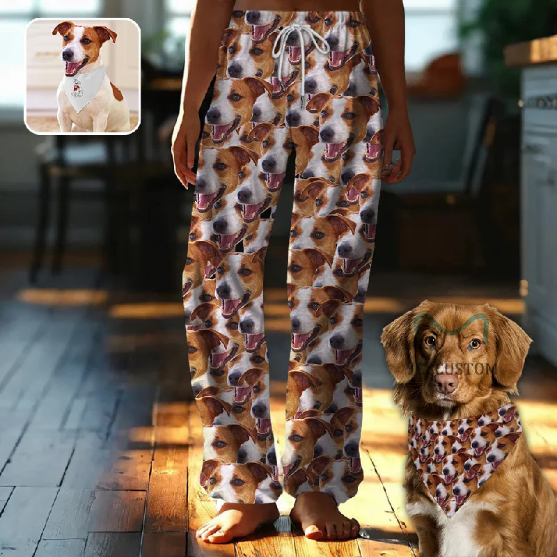 women's sleepshirts with a dropped shoulder designCustom Face Seamless Pajama Pants and Pet Dog Bandana women's sleepshirts with a dropped shoulder designCustom Face Seamless Pajama Pants and Pet Dog Bandana