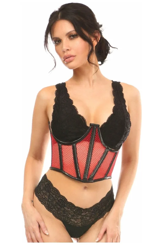 evening wear women bustiers and corsetsLavish Red Fishnet Underwire Open Cup Waist Cincher
