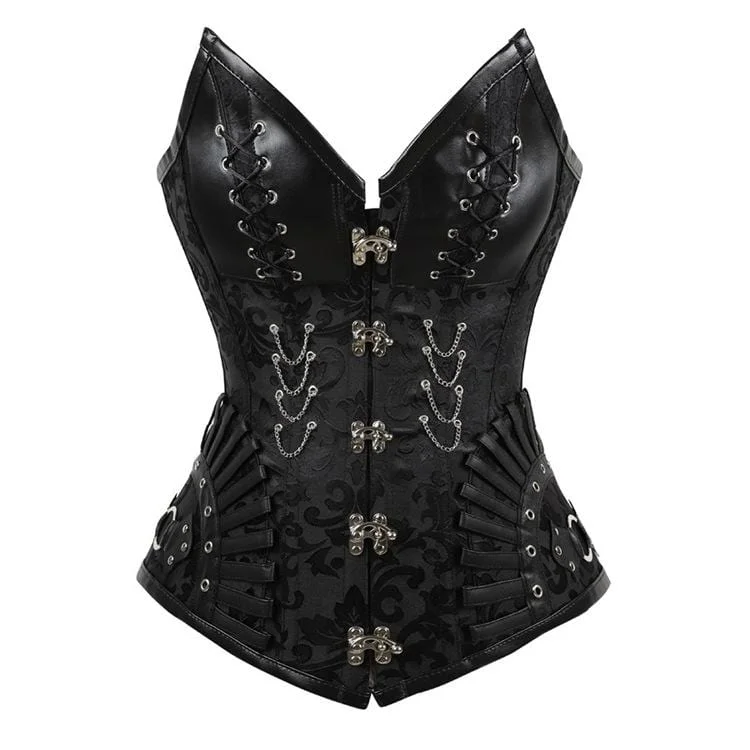 designer women bustiers and corsets collectionsWomen's Gothic Strappy Faux Leather Splicing Floral Corsets