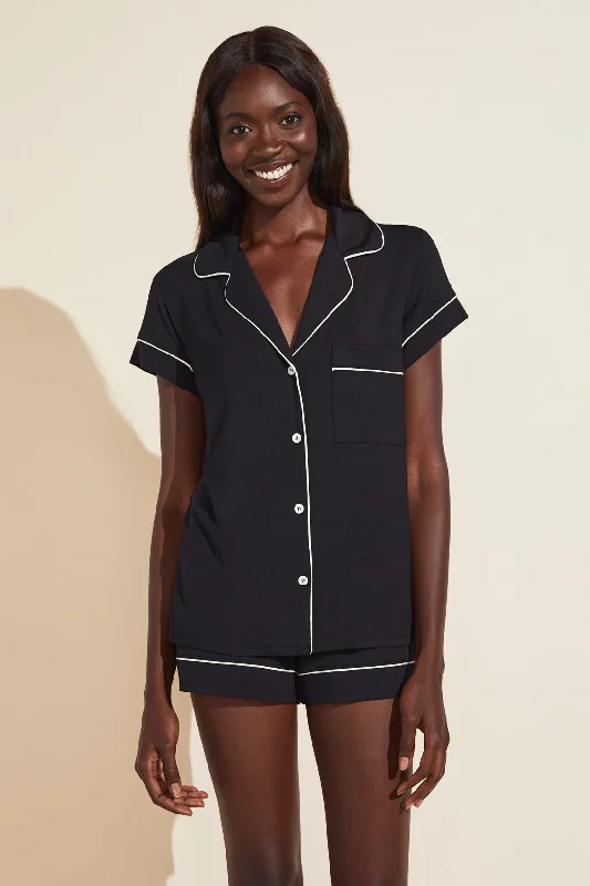 women's pajama sets for a girls' slumber partyGisele TENCEL™ Modal Shortie Short PJ Set | Black/Sorbet Pink