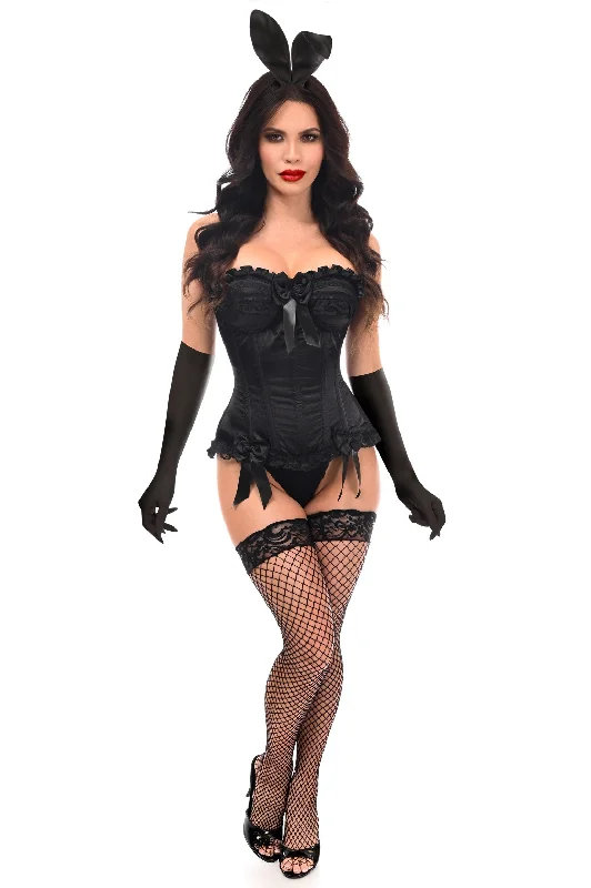 convertible women bustiers and corsetsTop Drawer 4 PC Black Burlesque Bunny Corset Costume