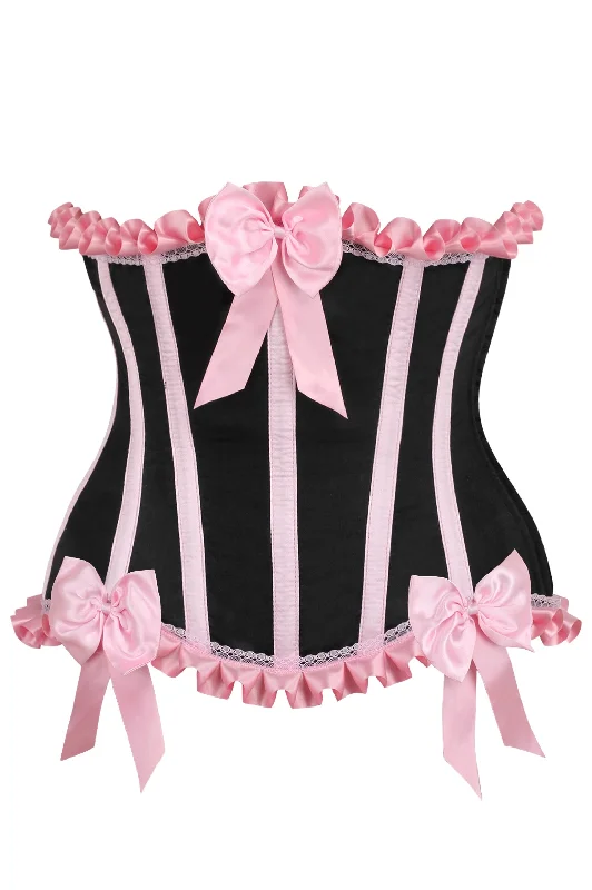 back lacing women bustiers and corsetsTop Drawer Black/Pink Steel Boned Burlesque Underbust Corset Waist Cincher