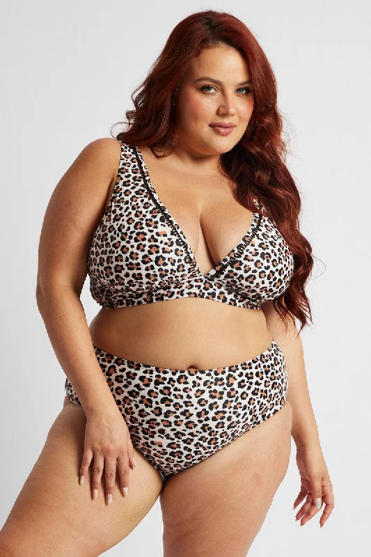 Brown Animal Print High Rise Bikini Set