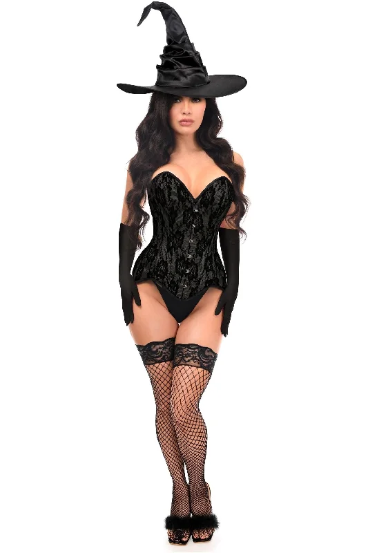 strapless women bustiers and corsets styleTop Drawer 3 PC Premium Black Witch Corset Costume