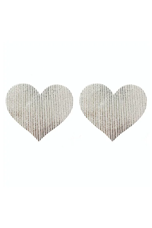 Women's Satin Sleepwear Lingerie Silver Illusion Heart Pasties