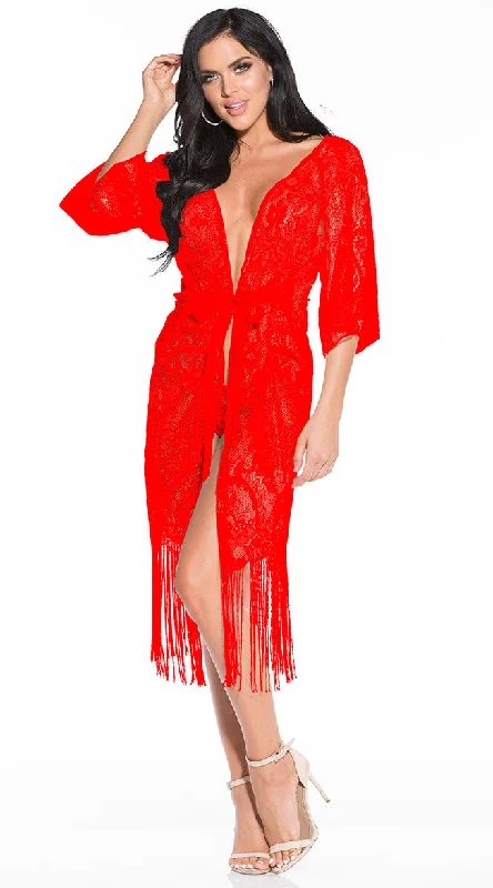 Lace Fringe Robe Set