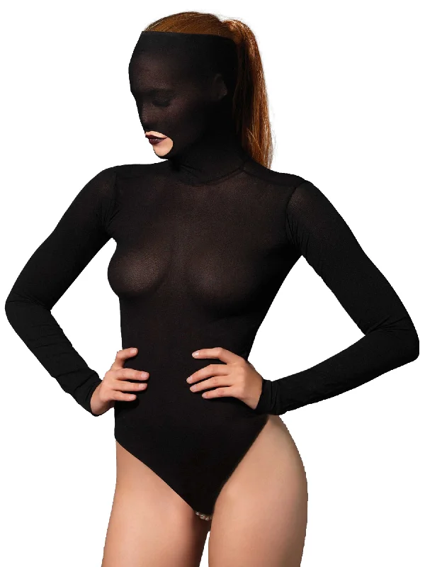 Opaque Masked Lingerie Body with Beaded G-String - One Size