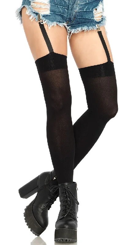 Opaque Thigh Highs with Garter Straps