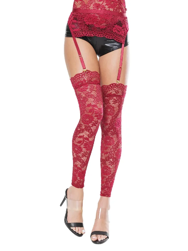 Red Lace Footless Stockings