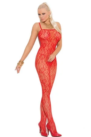 Red Lace Open Crotch Bodystocking Queen