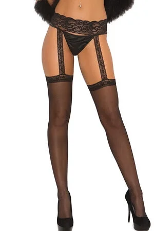 Sleek Sheer Thigh High & Garter Belt Set