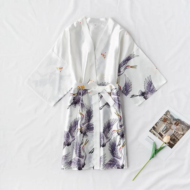 White Nightgown Fashion Satin Female Robe