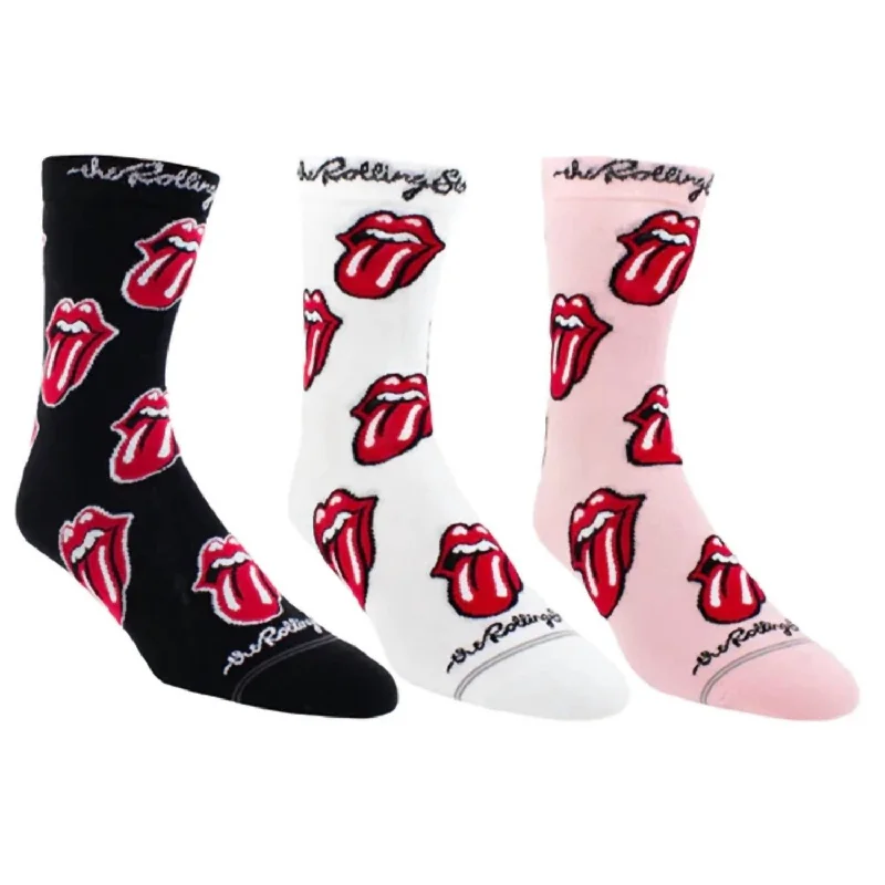 Women's The Rolling Stones Assorted Crew Socks In Black/white/pink/red