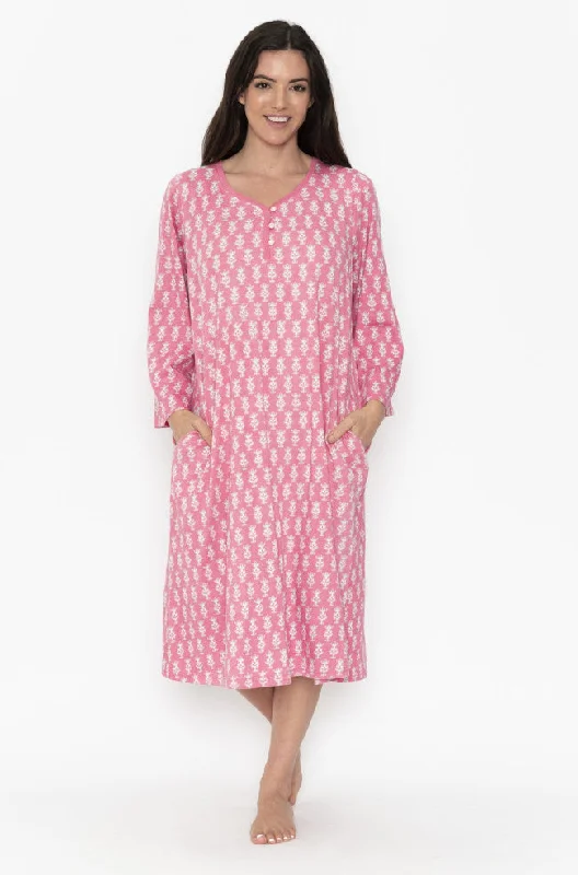 sleep bras with adjustable strapsPeonies Stretch Cotton Nightie (Pink) Available in sizes 8-18
