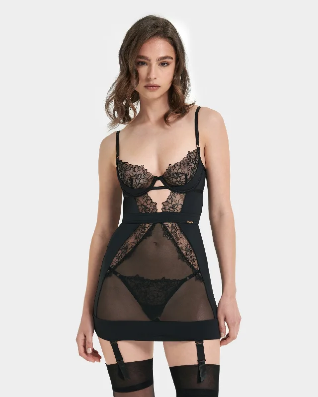 Alanna Wired Longline Basque Black