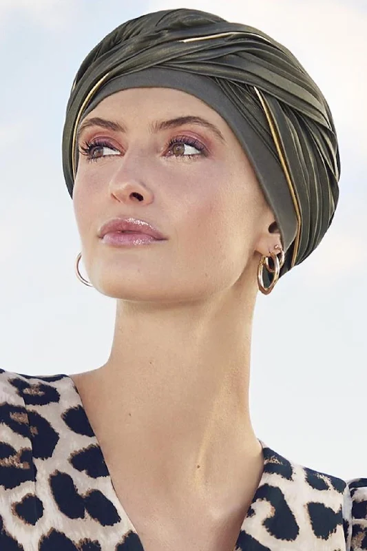 Christine Viva  Emmy Turban - Olive/Gold Piping