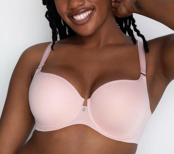 Bra with a breathable lining for a cool feel​ Curvy Couture Tulip Smooth Blushing Rose T Shirt Bra 1274