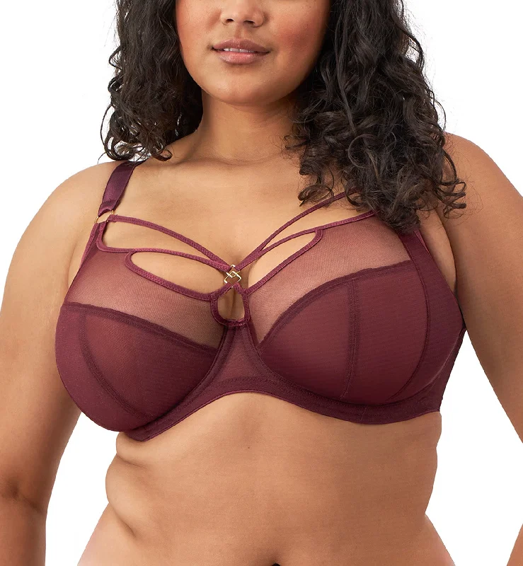 Bra with a half - cup design for a sexy and minimalist look Elomi Sachi Banded Plunge Underwire Bra (4350) - Cabernet Bra with a half - cup design for a sexy and minimalist look Elomi Sachi Banded Plunge Underwire Bra (4350) - Cabernet