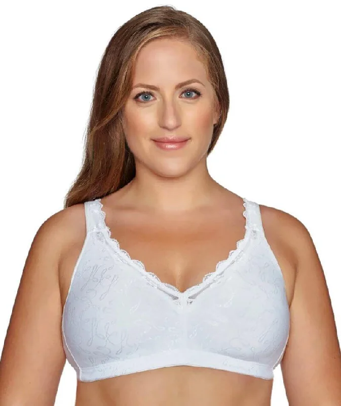 seamless backless bras for summer dressesExquisite Form Fully Comfort Lining Wire-Free Bra With Jacquard Lace - White