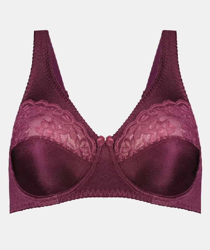full cup nursing bras for better milk flowFayreform Classic Underwire Bra - Grape Wine