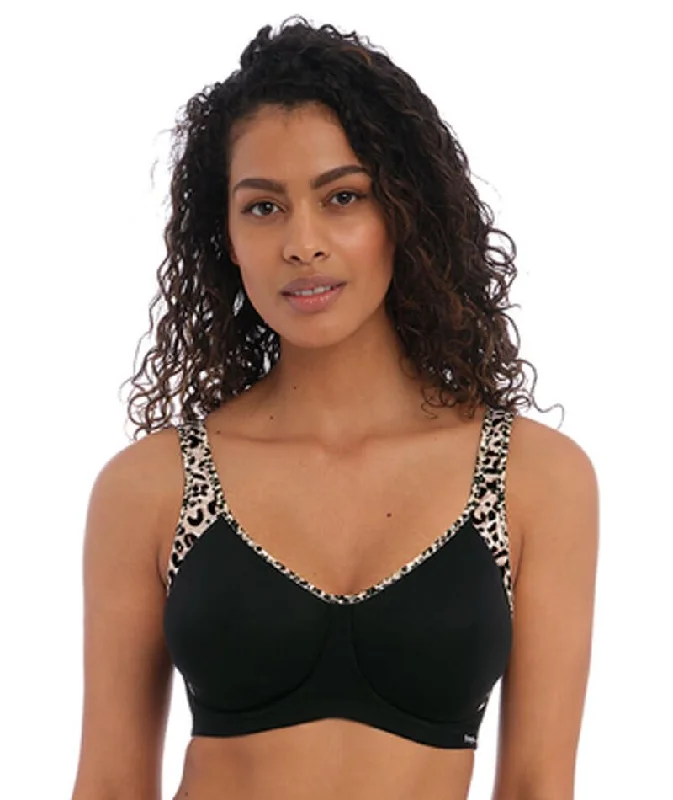 moisture wicking convertible brasFreya Active Sonic Underwired Moulded Sports Bra - Pure Leopard Black