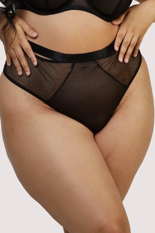 sexy lace push up bras for special occasionsHaley Black Fishnet Panelled High Waisted Thong