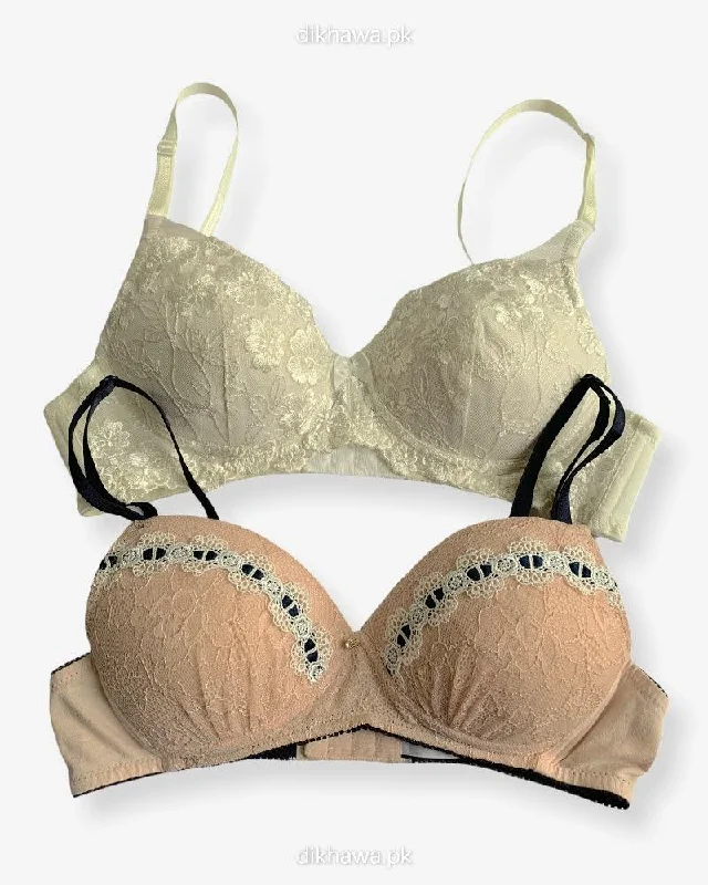 minimizer plus size bras for curvy figuresImported Stocklot Branded  Net Pushup Bra - Non Wired Bra  -  Non Padded Bra - Pack of 2