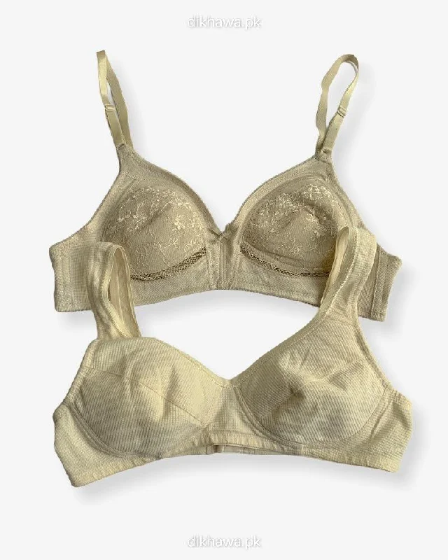 plunge push up bras for a bold lookImported Stocklot Branded  Net Pushup Bra - Non Wired Bra  -  Non Padded Bra - Pack of 2